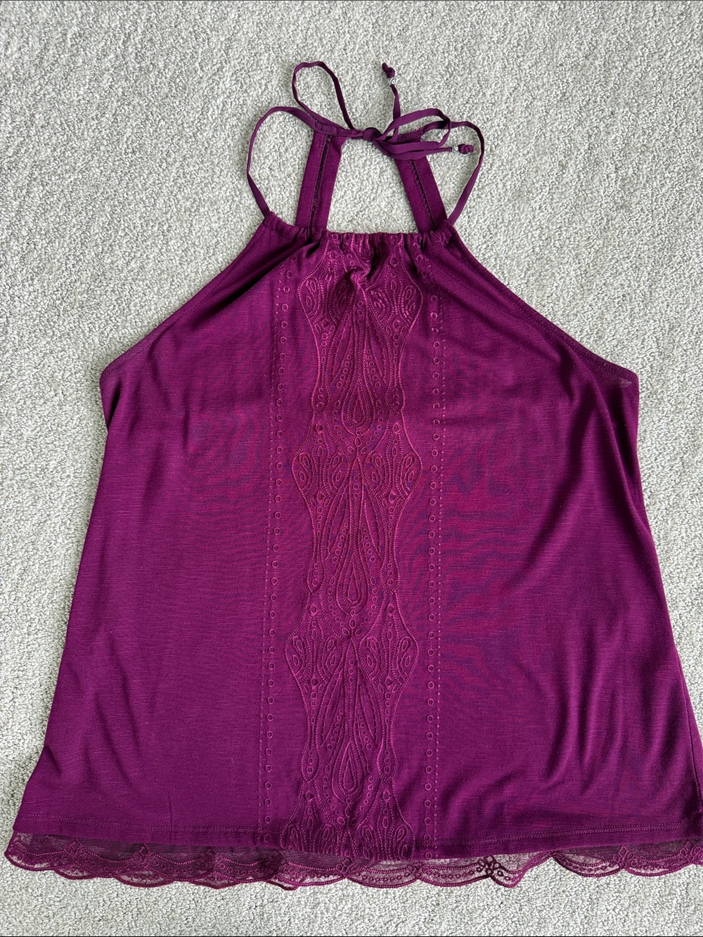 White House Black Market Plum Lace-Trim Halter Camisole